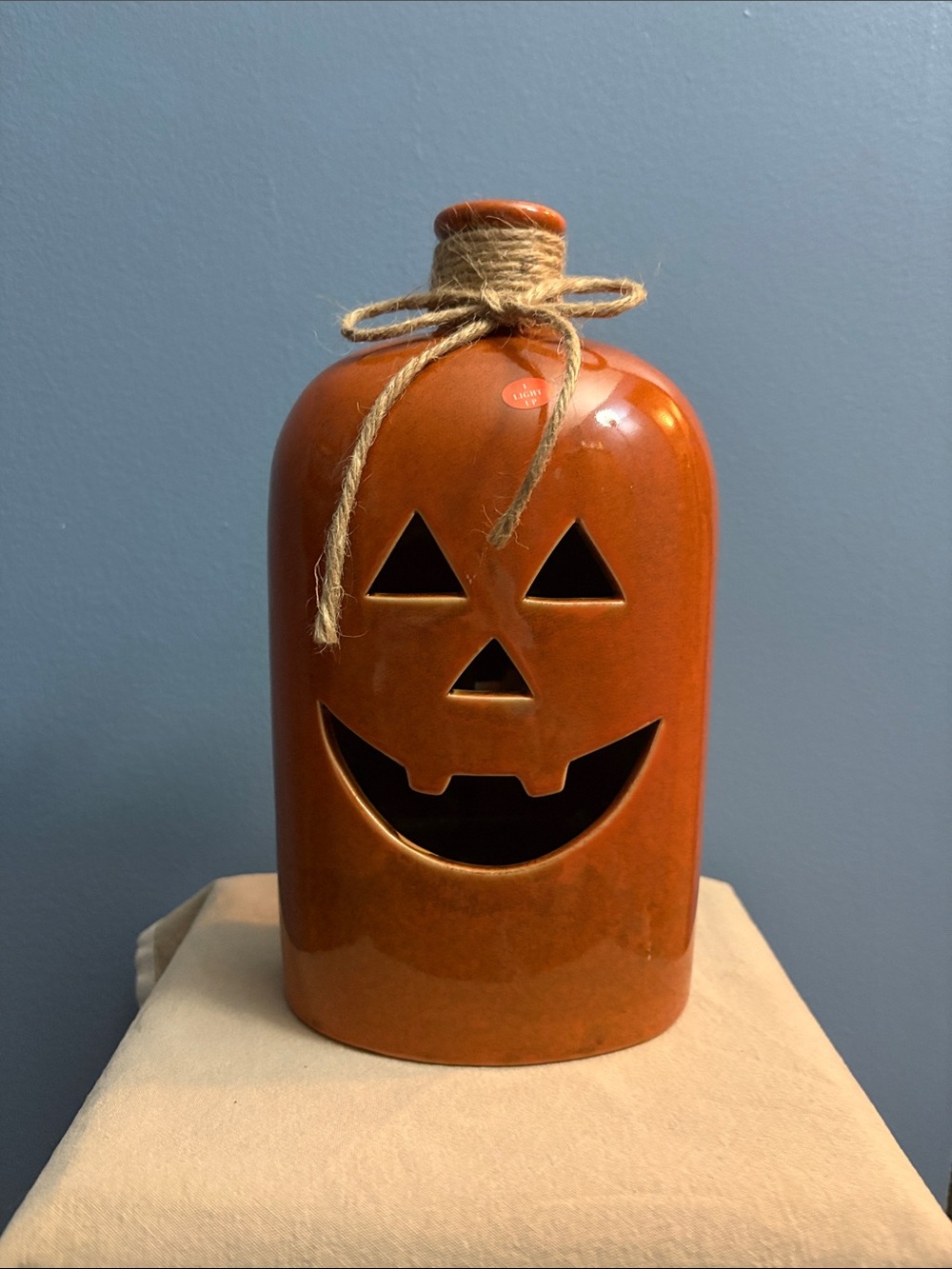 Ceramic Jack-O'-Lantern Lantern - Orange with light up